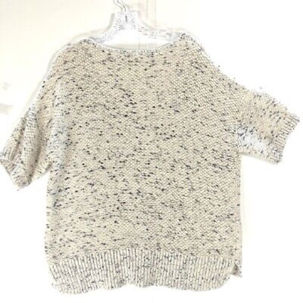 ✨3 for $20✨ Ann Taylor LOFT vory Blue Spots Chunky Knit Cotton Pullover Sweater